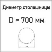 Размер столешницы D=700 мм